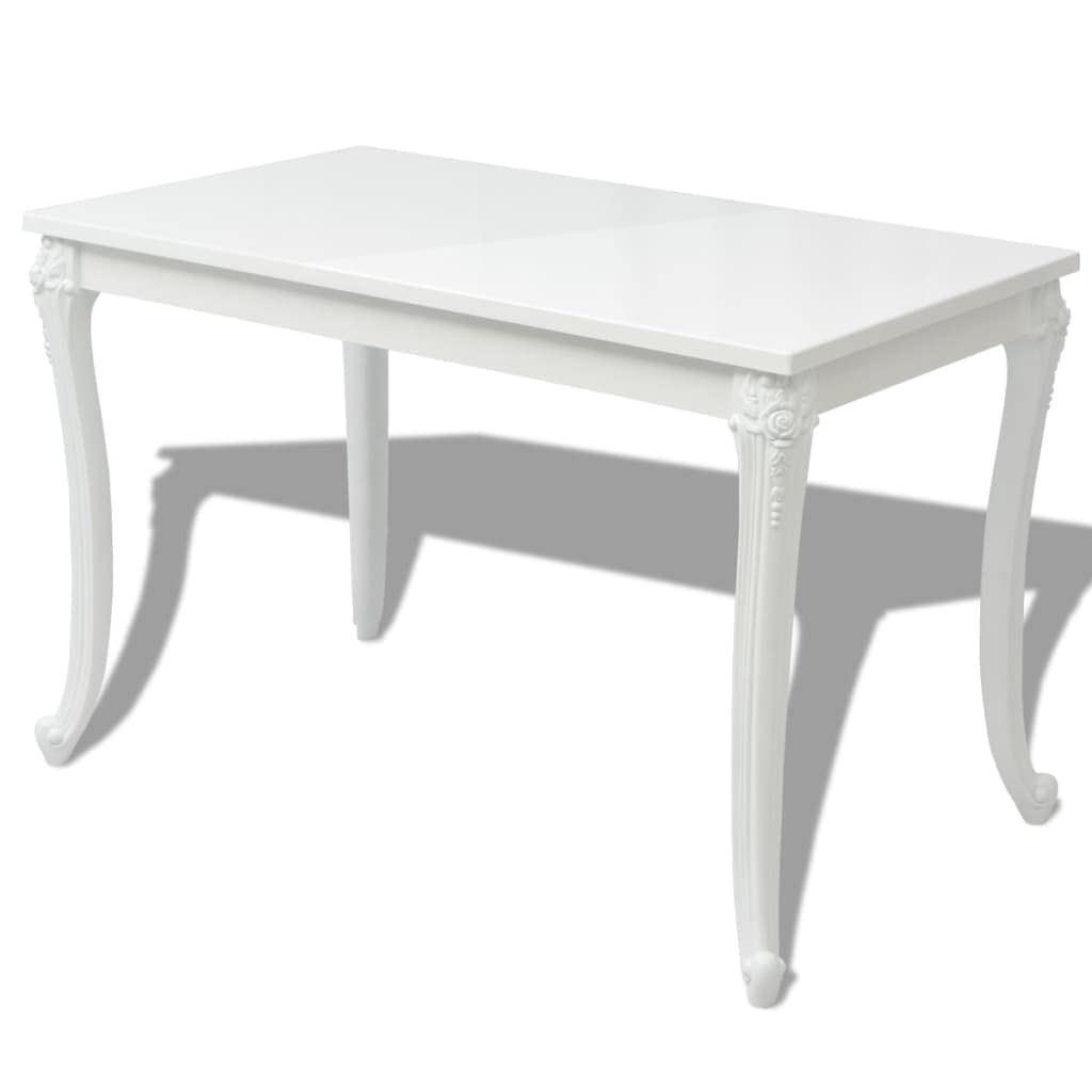 Vidaxl Modern High Gloss White Dining Table Mdf Table Top And Plastic ...