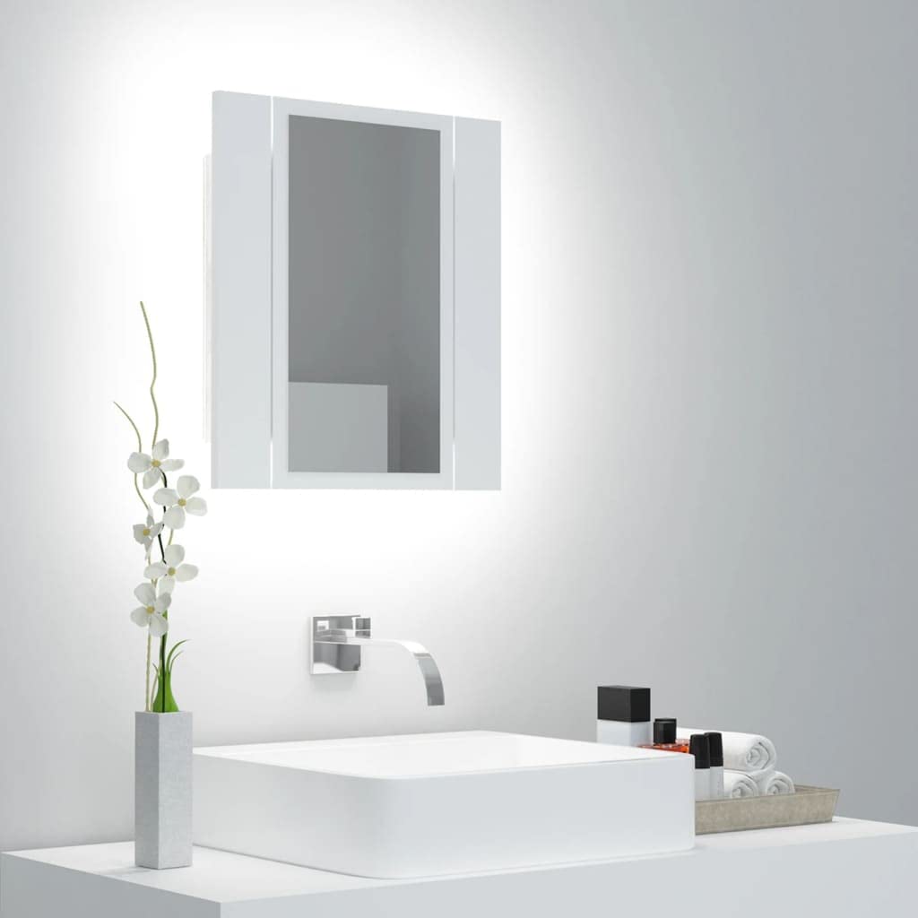 vidaXL LED Bathroom Mirror Cabinet White 15.7&quot;x4.7&quot;x17.7&quot;