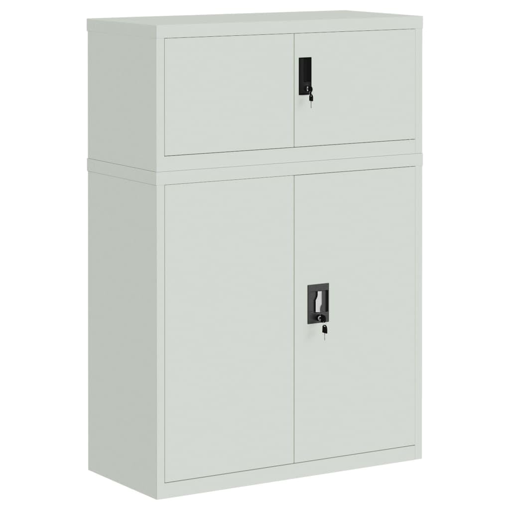 vidaXL File Cabinet, Locking Storage Cabinet with 2 Keys, Filing Cabinet for Home Office, Storage Cupboard, Industrial Style, Light Grey Steel, 90 x 40 x 130 cm, 3188317