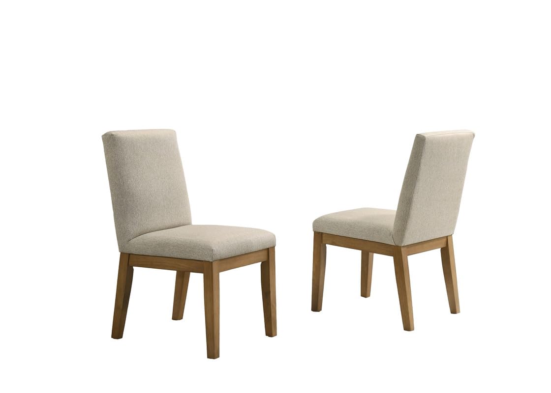 Lilola Home Jasper Set of 2 Driftwood Finish Beige Fabric 19&quot; W Dining Chair