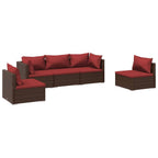 vidaXL 5 Piece Patio Lounge Set with Poly Rattan Material – Modular and Versatile Outdoor Furniture – Comfortable Cushions Included – Powder Coated Steel Frame