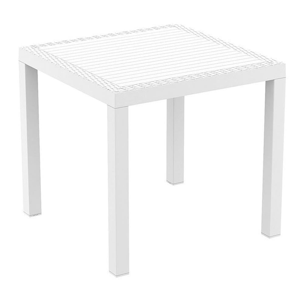 Compamia Orlando 31 Resin Square Patio Dining Table in White, Commercial Grade