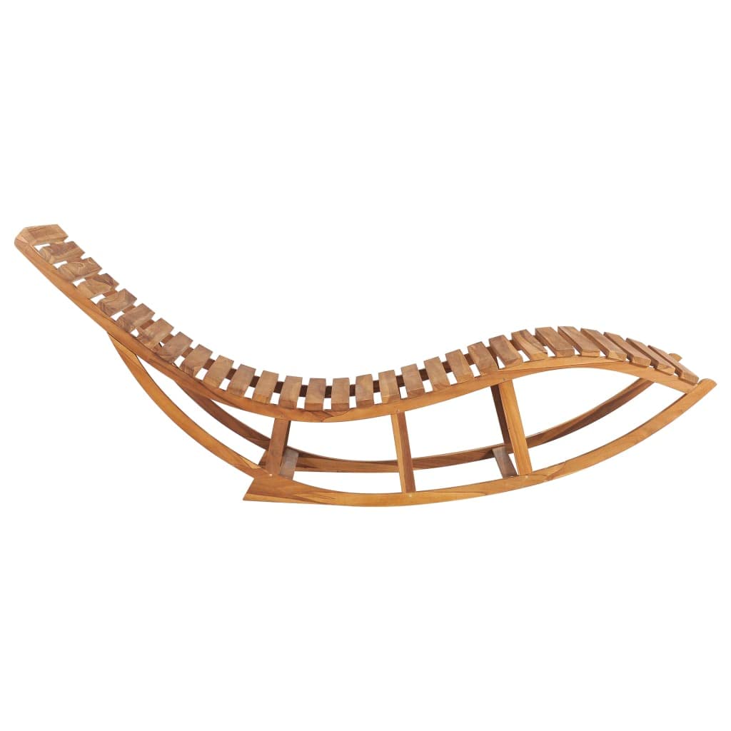 vidaXL Solid Teak Wood Rocking Sun Lounger with Cushion - Thumbnail 3