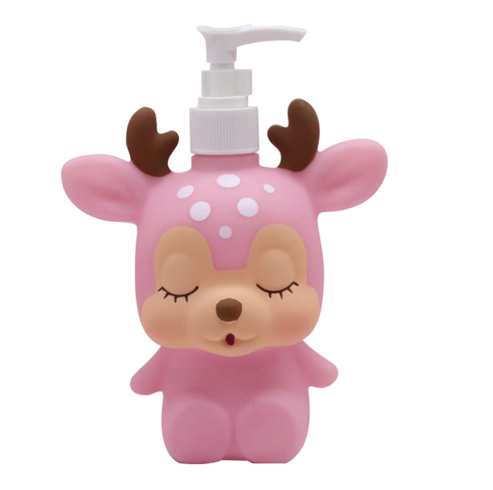 Hyever Deer Duck Cute Cartoon Animal Hand Soap Pump Lotion, Hand Soap, Shampoo, Shower Gel Dispenser, Suitable for Bathrooms, Ki
