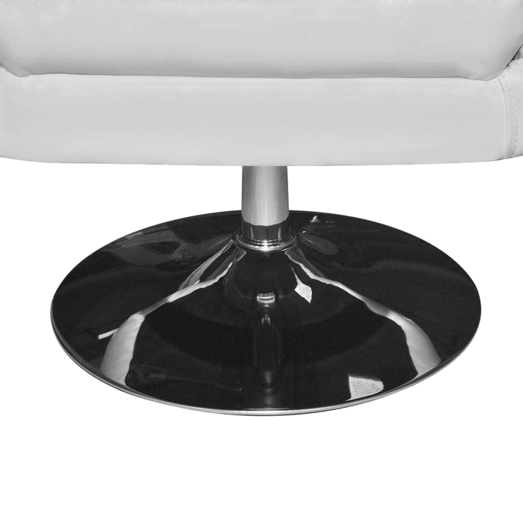 vidaXL Modern Armchair with Height-Adjustable Padded Seat, White Faux Leather Upholstery, Mid-Level Backrest and Sturdy Chrome-Plated Steel Base.