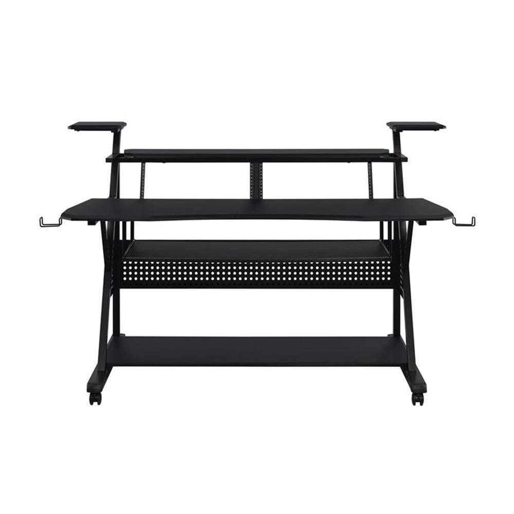Acme Furniture Metal and Wooden Music Desk with Wheels, Black