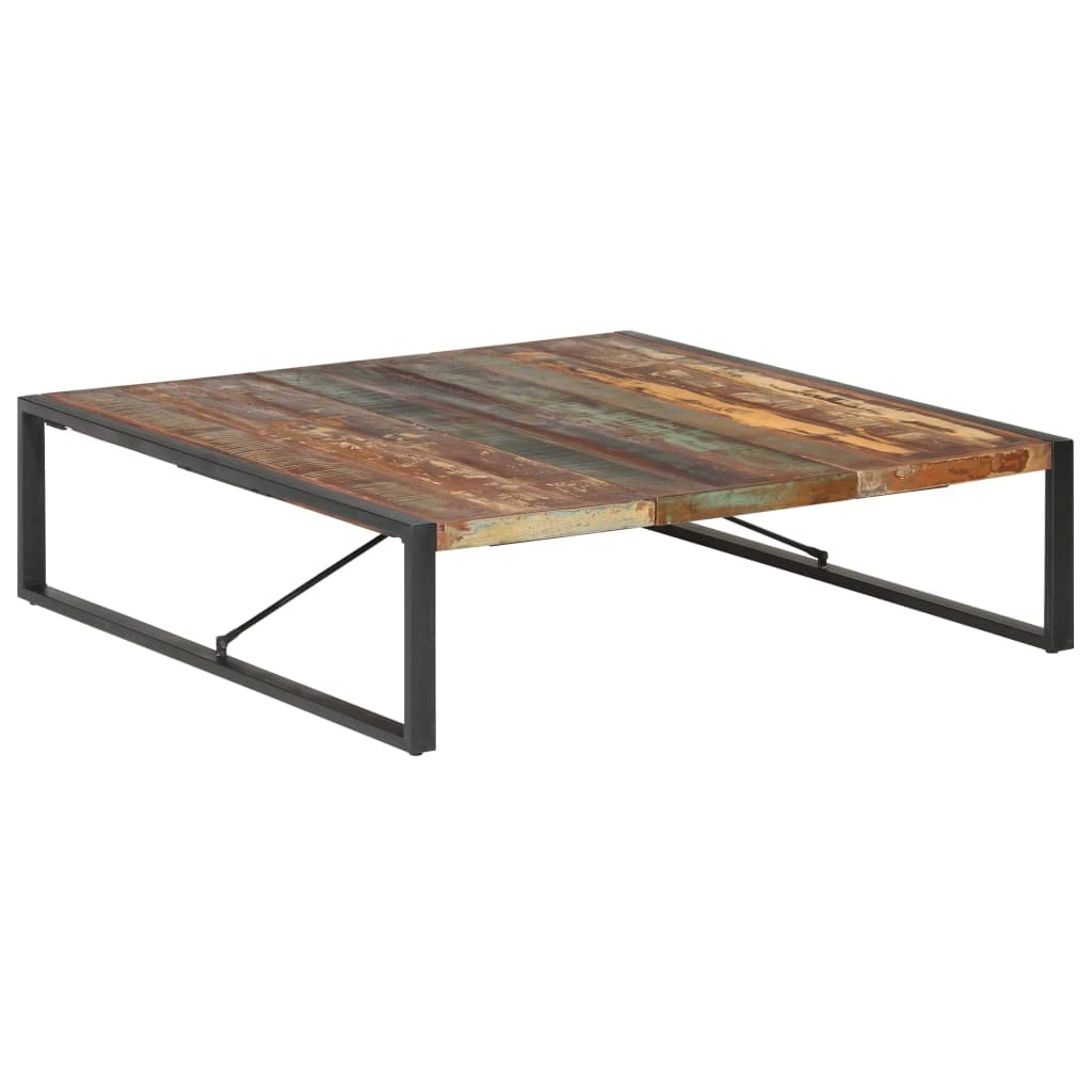 vidaXL Large Square Coffee Table - Solid Reclaimed Wood - Industrial Style - Steel Legs - Natural Finish