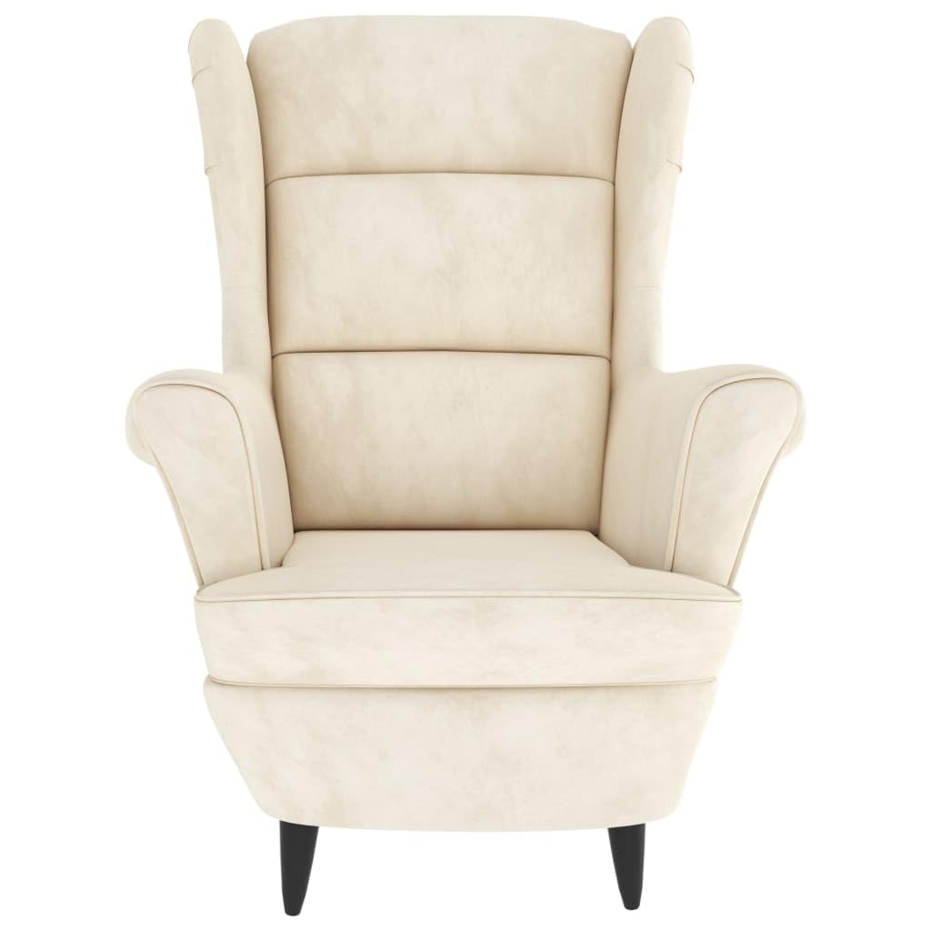 vidaXL Cream White Velvet Armchair - Cozy Upholstered Accent Chair with Sturdy Plywood Frame, Perfect for Living Room, Bedroom or Office