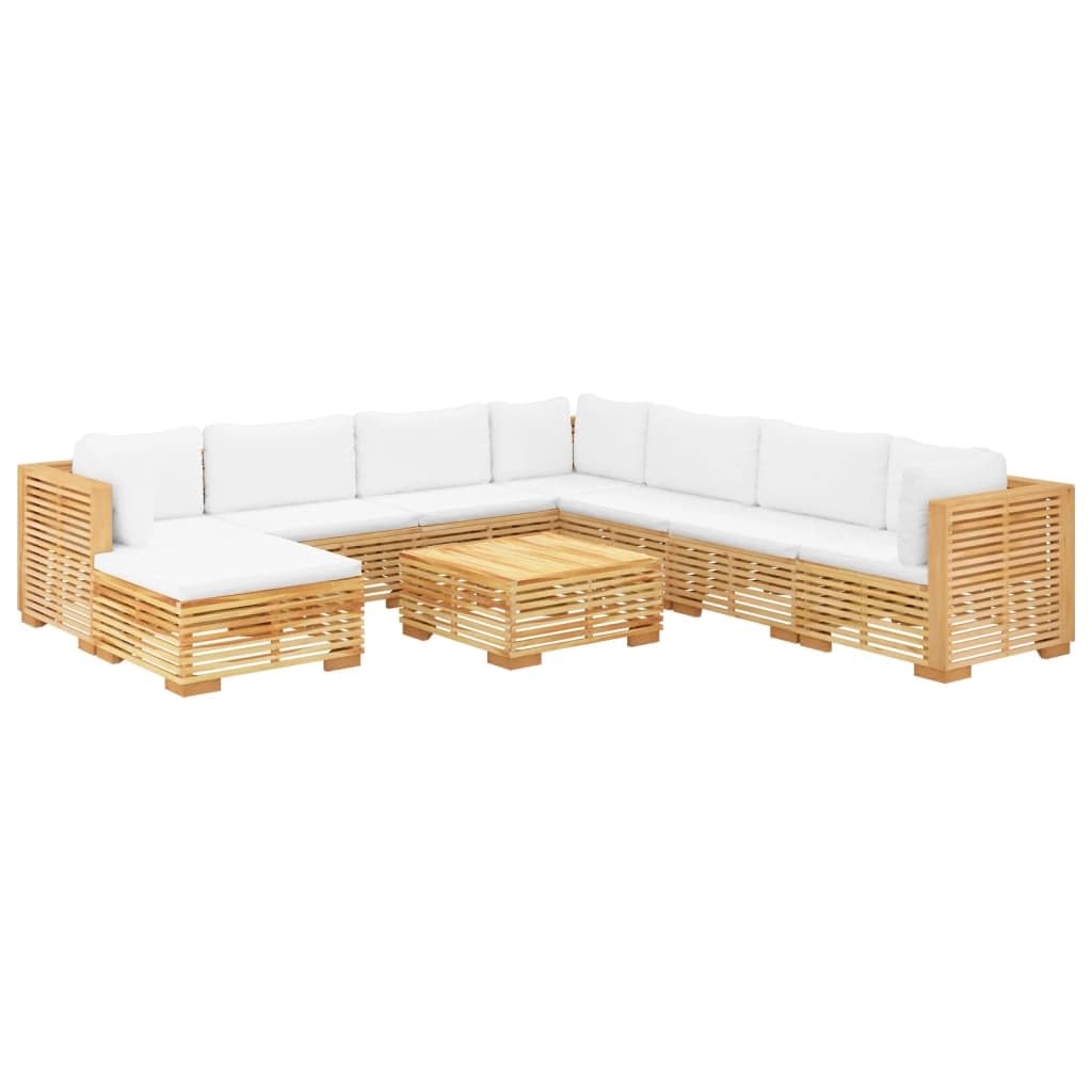 vidaXL 9-Piece Outdoor Patio Lounge Set, Solid Teak Wood, Versatile Configuration, Includes Cushions, Easy Assembly, Perfect for Garden and Terrace