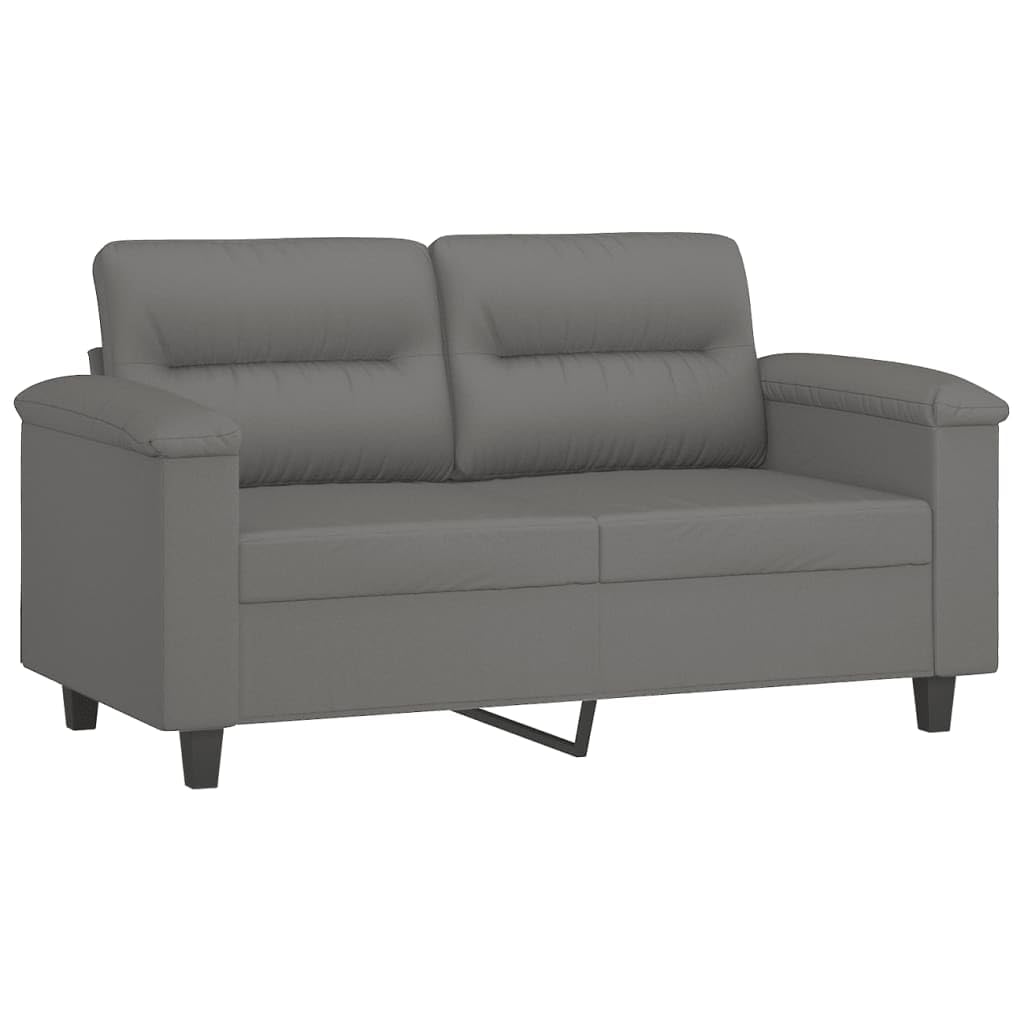 vidaXL Dark Gray 2-Seater Sofa with Pillows - Microfiber Fabric Lounge Sofa for Living Room, Office, Inside Comfort - Metal Frame