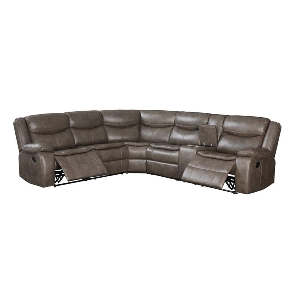 Acme Tavin Motion Recining Sectional Sofa in Taupe Leather-Aire Match