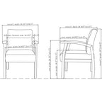Lorell Black Leather/Wood Frame Guest Chair, Mahogany/Black