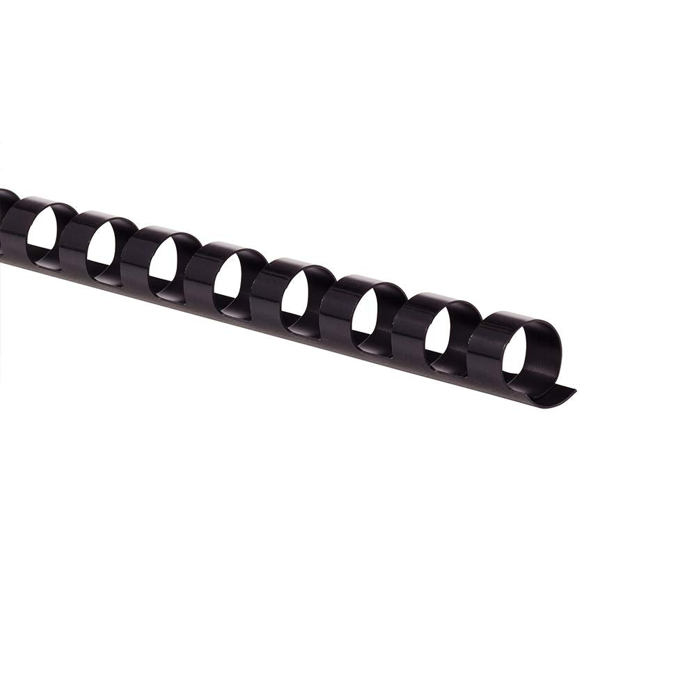 Gbc Binding Spines/Spirals/Coils, 3/8', 55 Sheet Capacity, Combbind, Black, 100 Per Box (4000044G)