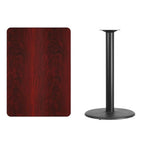 Flash Furniture 30'' x 42'' Rectangular Mahogany Laminate Table Top with 24'' Round Bar Height Table Base