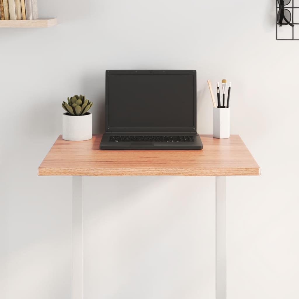 vidaXL Light Brown Square Table Top - 23.6x23.6 Inch Live Edge, Hand-Crafted from Treated Solid Oak Wood for Versatile Use - DIY Home and Commercial Furniture