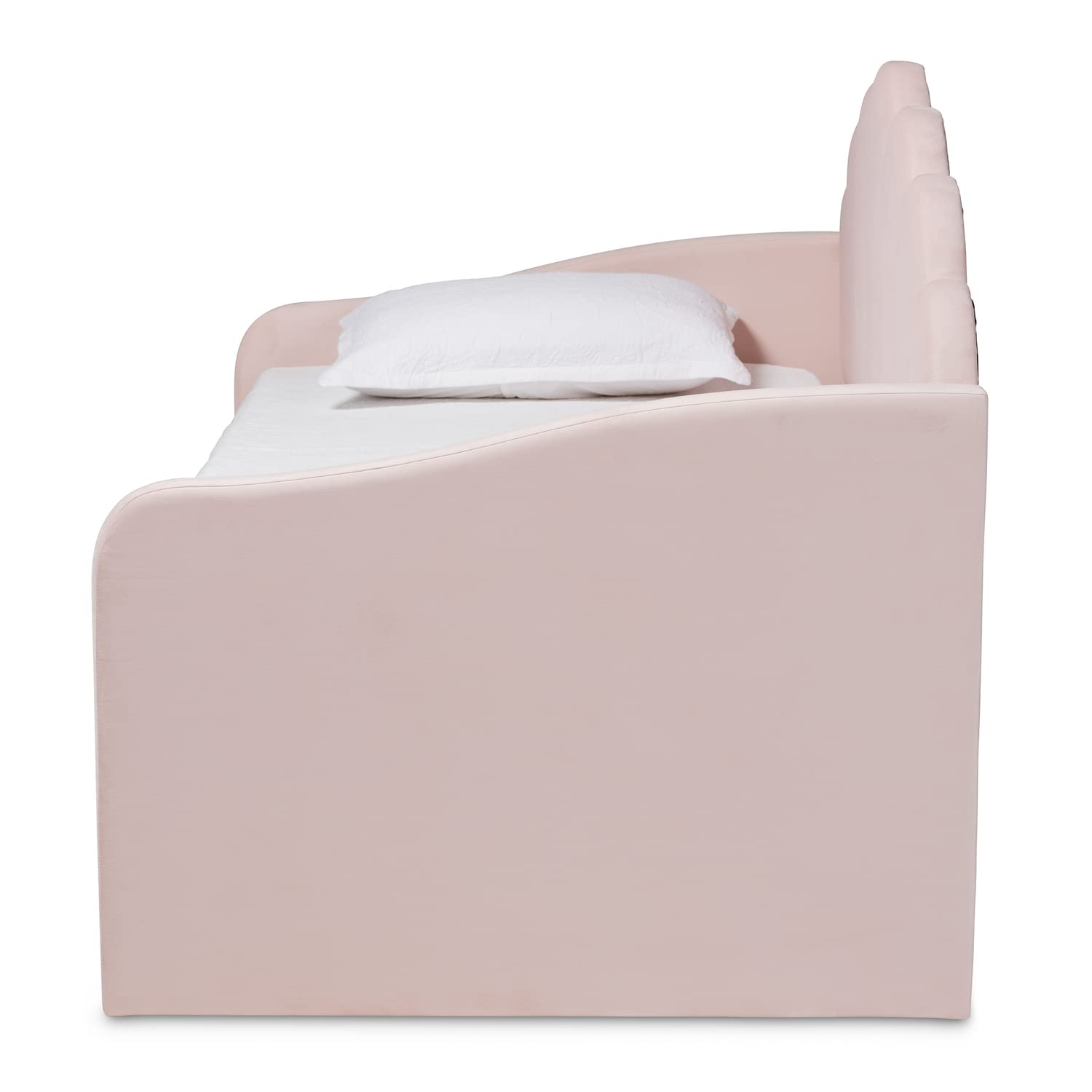 Baxton Studio Timila Pink Velvet Full Size Daybed with Trundle
