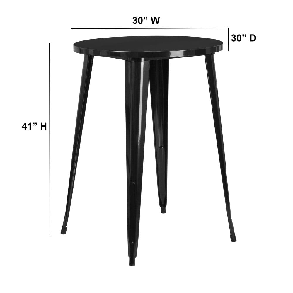 Flash Furniture Philip Commercial Grade 30" Round Black Metal Indoor-Outdoor Bar Height Table