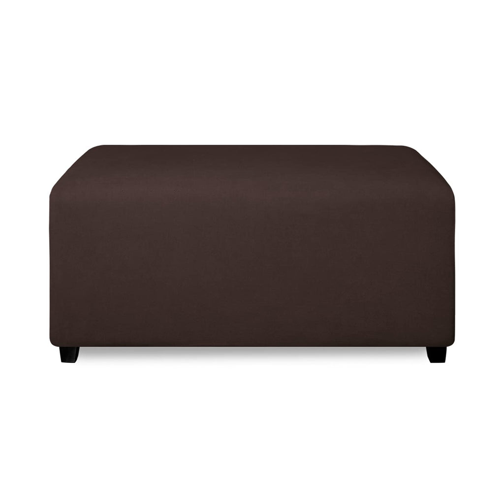 Purefit Super Stretch Soft Form Fit Ottoman Cover Rectangle - Ottoman Slipcovers For Foot Stool & Folding Storage Furniture For Living Room With Nonslip Elastic Bottom(Small, Chocolate