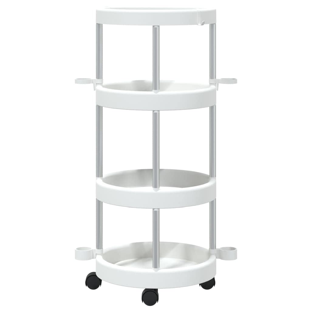 vidaXL Professional Cleaning Trolley with Storage Basket, Aluminum Frame, Mobile Organizer for Cleaning Supplies, Compact Design, Silver and White