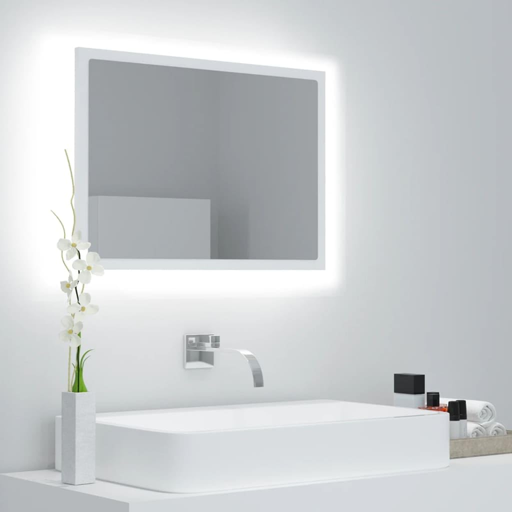 Vidaxl Led Bathroom Mirror Vanity Unit Washroom Wall Furniture Interior Hallway Bedroom Laundry Room Dressing 23.6&quot; Concrete Gray Acrylic