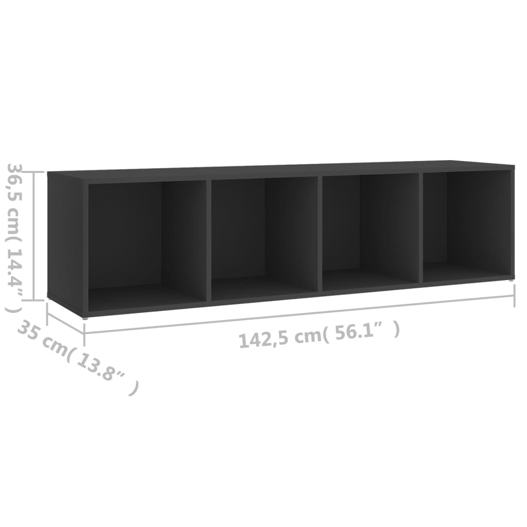 vidaXL TV Cabinet Gray 56.1&quot;x13.8&quot;x14.4&quot; Chipboard