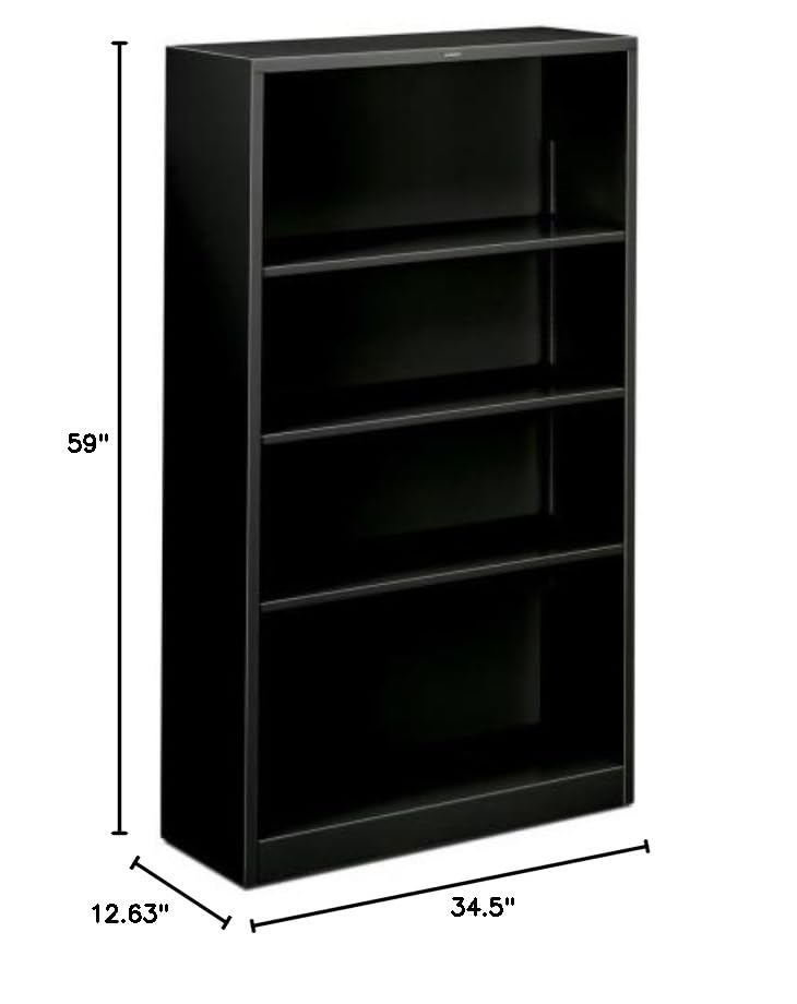 Hon Steel Bookcases-4 Shelf Metal Bookcase, 34-1/2&quot;Wx12-5/8&quot;Dx59&quot;H, Black