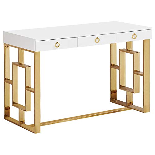 Best Master Furniture Brooks Contemporary 3-Drawer Writing Desk, Gold