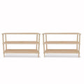 vidaXL 2 x Solid Fir Wood Shoe Rack with 3 Shelves