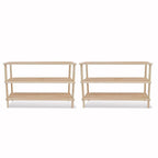 vidaXL 2 x Solid Fir Wood Shoe Rack with 3 Shelves
