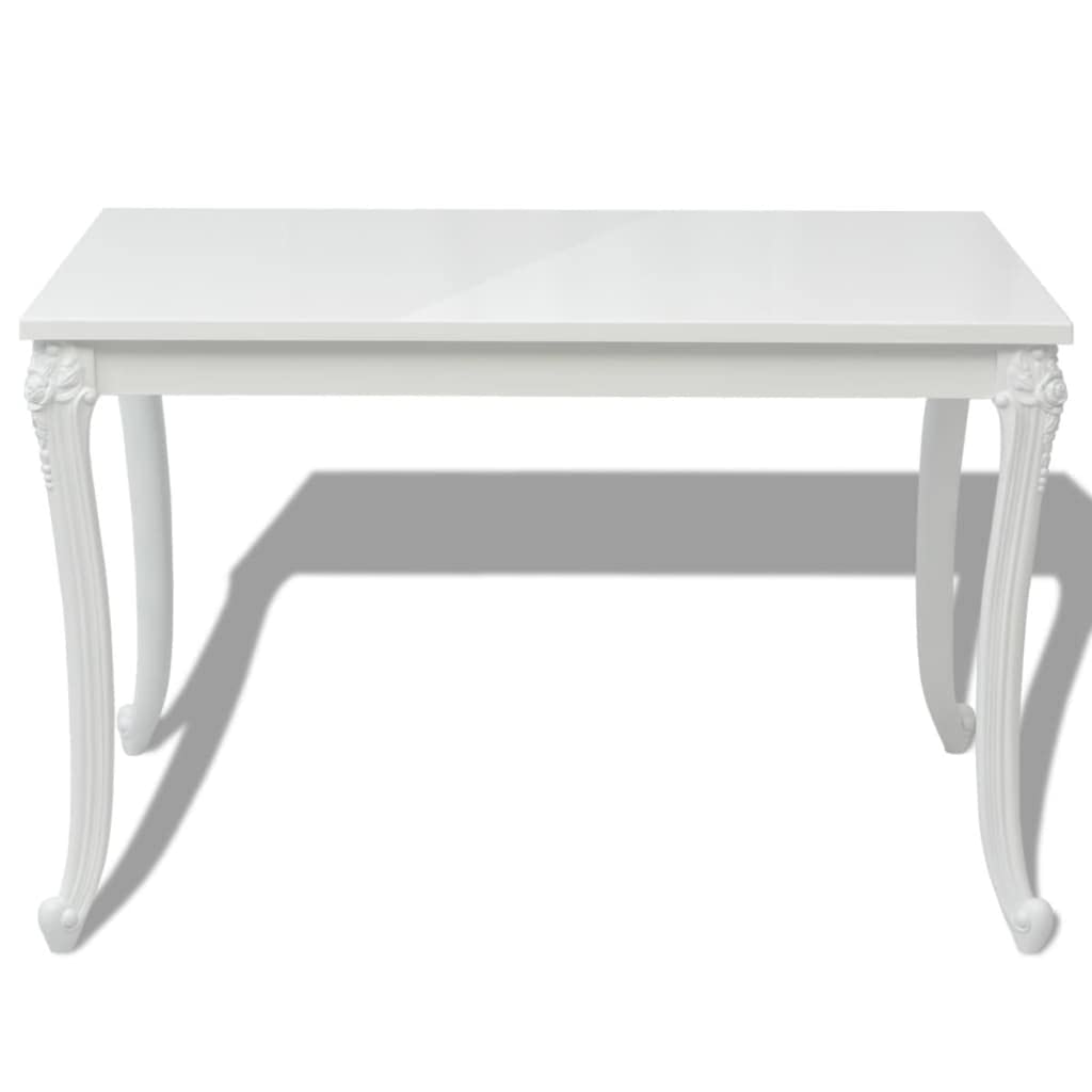 vidaXL Modern High Gloss White Dining Table - MDF Table Top and Plastic Legs - 45.7x26x30 Easy Assembly