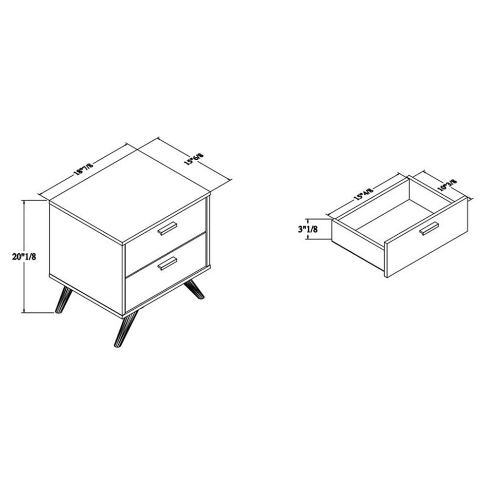 Baxton Studio Kelson Dark Grey and Gold Finished Wood 2-Drawer Nightstand