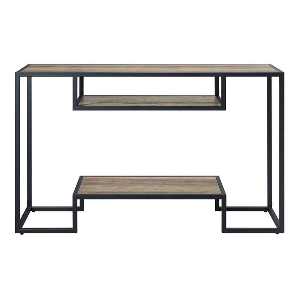 Acme Idella Wooden Console Table in Rustic Oak and Black Finish