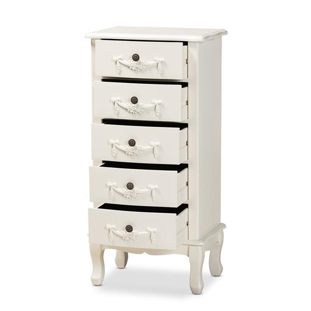 Baxton Studio Callen White Finished Wood 5-Drawer Chest