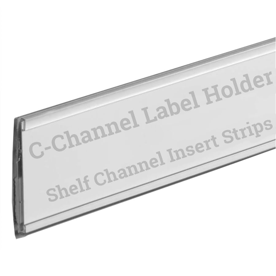 Stick On C Channel Insert Strip, 48' L Adhesive Wood Metal & Plastic Shelf Upc Label Holder, 10 Pack