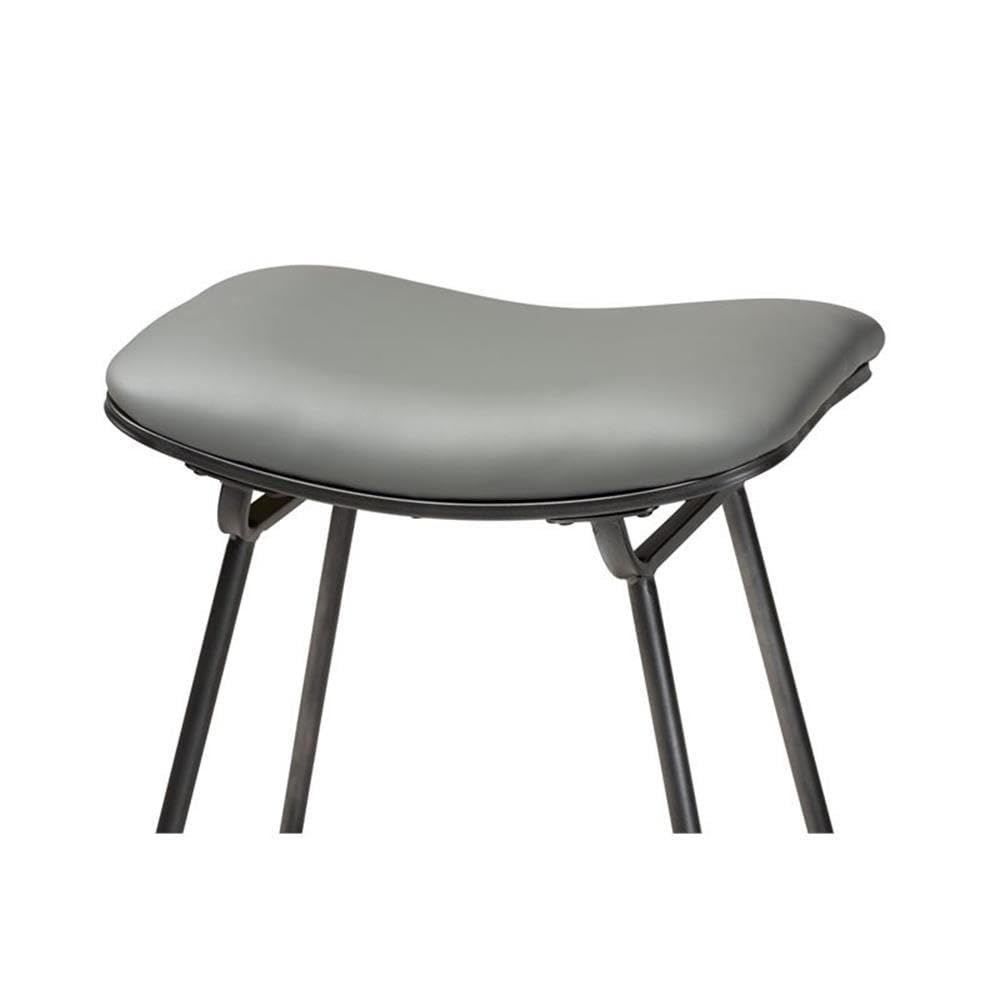 Baxton Studio Jette Modern and Contemporary Grey Fabric Upholstered Dark Grey Metal 2-Piece Bar Stool Set