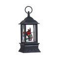 Lighted Snow Globe Lantern: 9.5 Inch, Black Holiday Water Lantern by RAZ Imports (Cardinal)