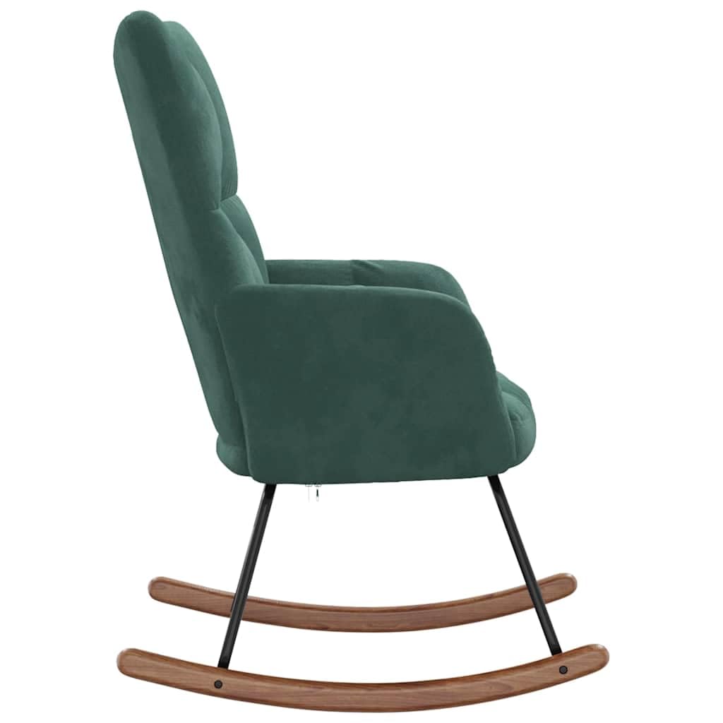 vidaXL Rocking Chair-Dark Green Velvet Lounge Seat-Stylish Padded Foam-Chic Home Decor with Durable Steel Frame