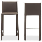 Baxton Studio 2 Piece Crawford Modern and Contemporary Leather Upholstered Counter Height Stool, Taupe