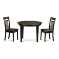 East West Furniture BOCA3-CAP-LC 3 Piece Modern Dining Table Set Contains a Round Kitchen Table and 2 Faux Leather Upholstered Dining Chairs, 42x42 Inch, Cappuccino