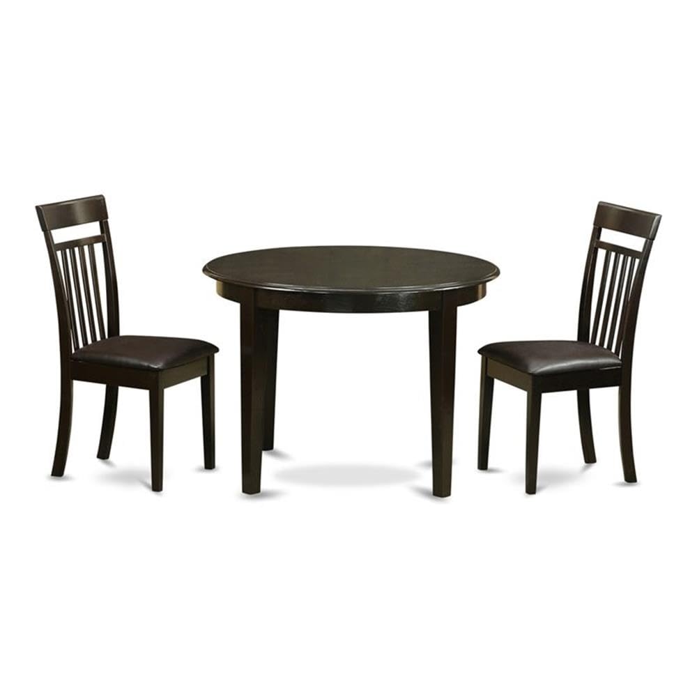 East West Furniture BOCA3-CAP-LC 3 Piece Modern Dining Table Set Contains a Round Kitchen Table and 2 Faux Leather Upholstered Dining Chairs, 42x42 Inch, Cappuccino