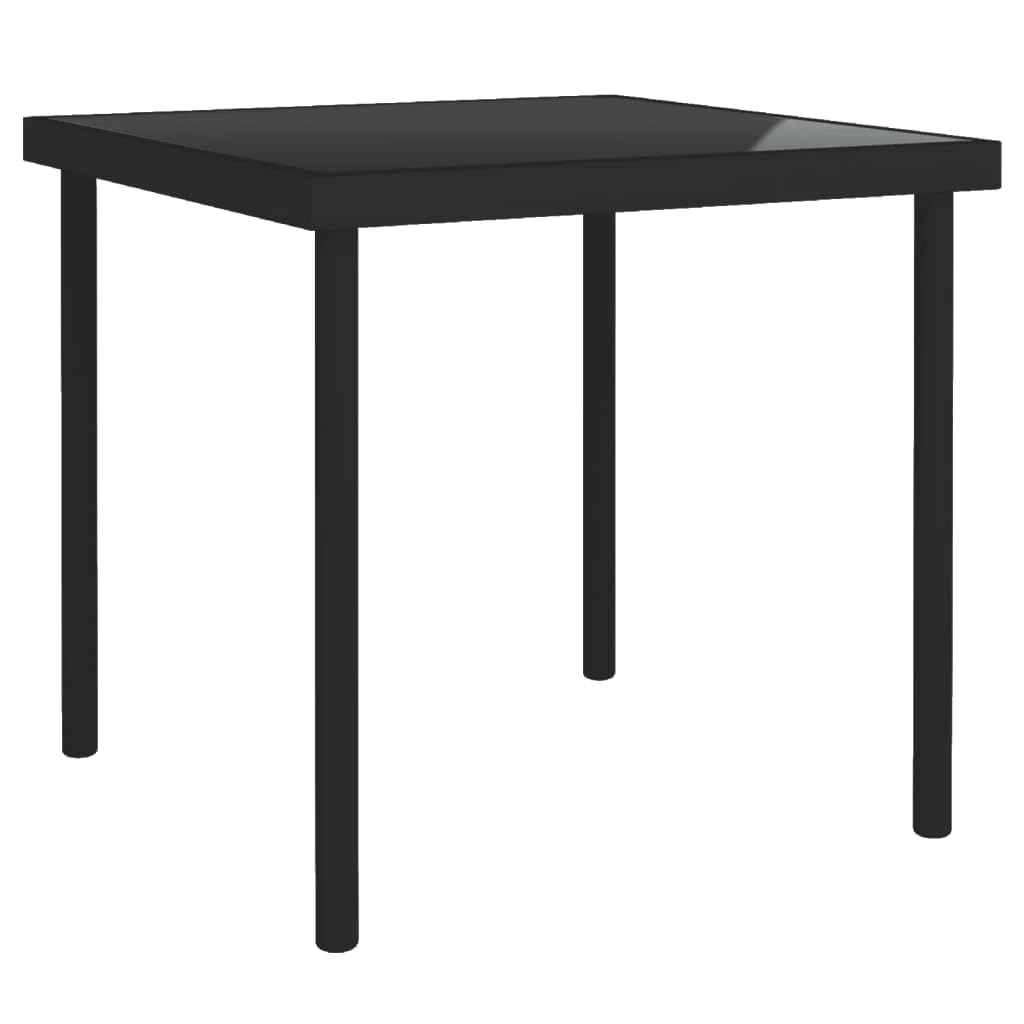 Vidaxl Patio Dining Table Black 31.5&quot;X31.5&quot;X28.3&quot; Glass And Steel