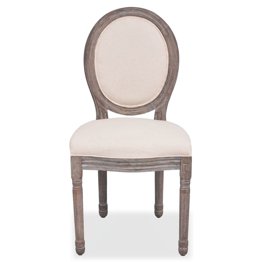 vidaXL Dining Chairs Set of 4 - Cream Fabric Upholstered - Modern Side Chair - Birch Frame and Rubberwood Legs - Suitable for Dining Room or Living Room