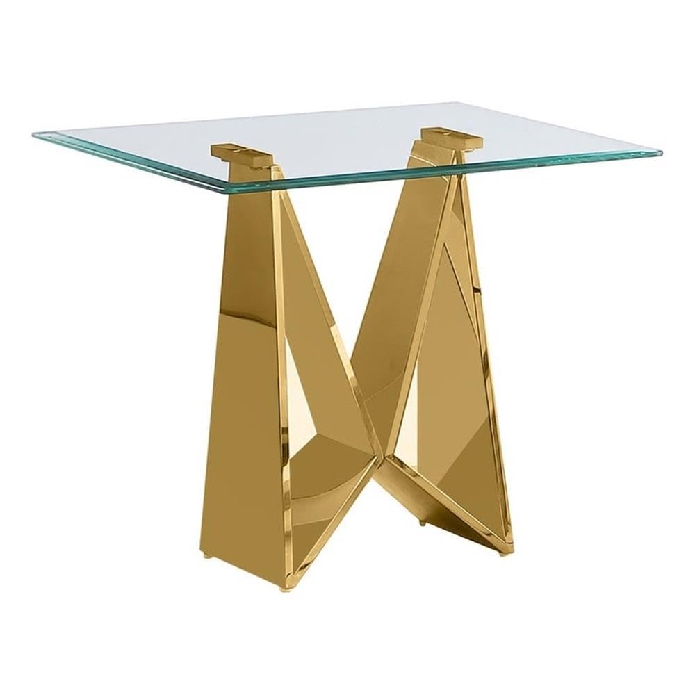 Best Quality Furniture Ct401 End Table, Clear/Gold