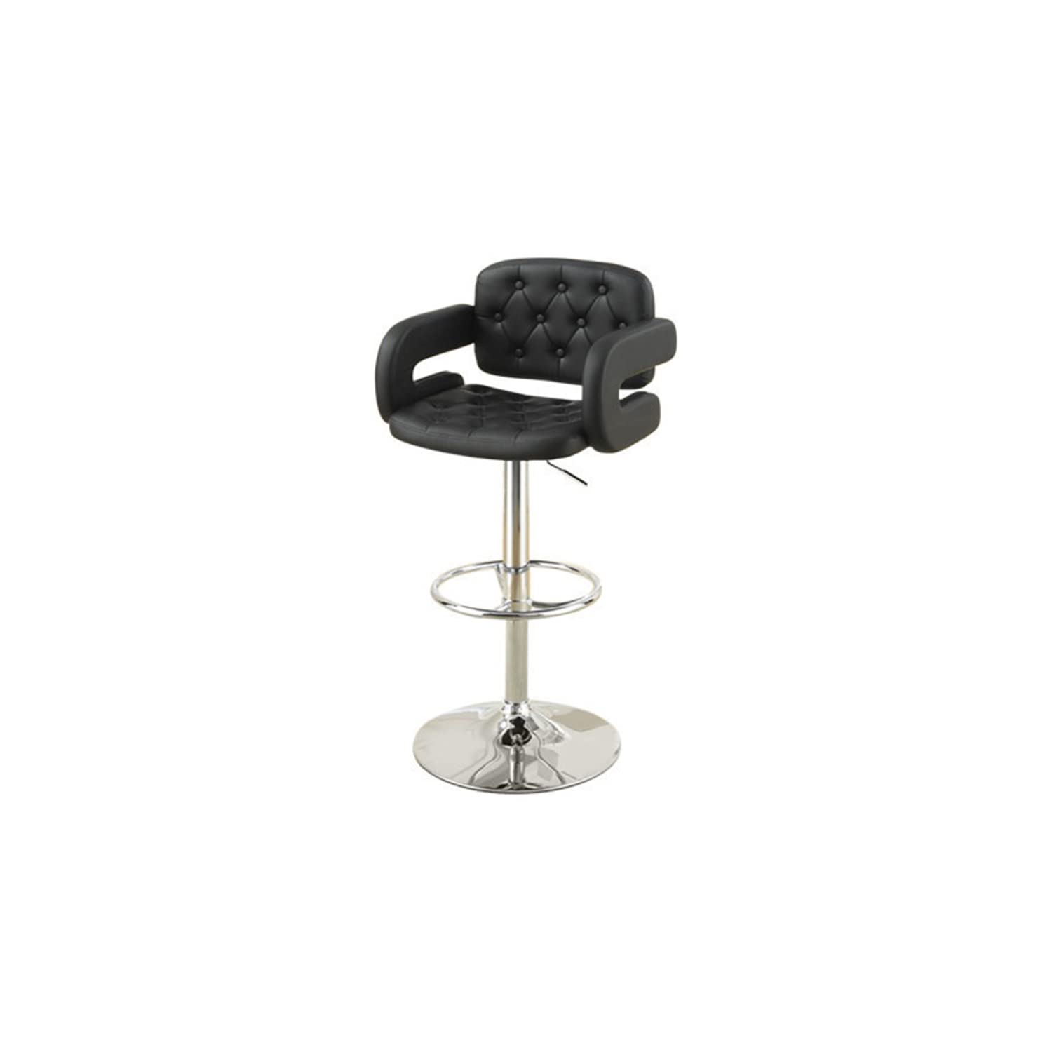 Benzara Bm166621 44 X 22 X 20 In. Chair Style Barstool With Tufted Seat & Back - Black & Silver