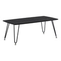 LeisureMod Modern Retro 47 Rectangular Wood Coffee Table with Sturdy Metal Base, Black Finish for Living Room, Apartment & Offic