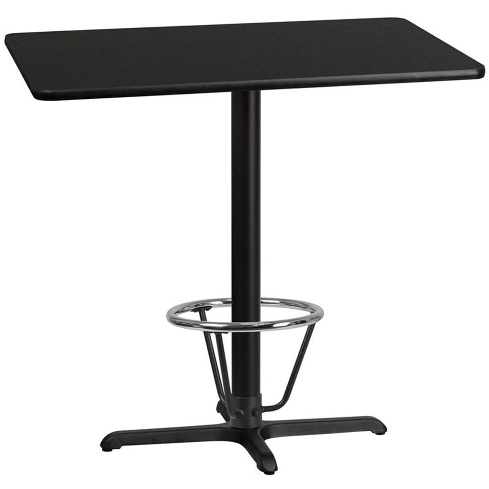Flash Furniture 30'' X 42'' Rectangular Black Laminate Table Top With 23.5'' X 29.5'' Bar Height Table Base And Foot Ring