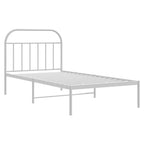 vidaXL 12 Inch White Twin XL Bed Frame with Headboard, Sturdy Metal Platform Bed Frame & Slats, Extra Under Bed Storage, No Box Spring Needed, Without Mattress