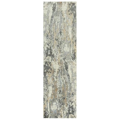 Rizzy Home Alora Decor Radiant 2'6" X 10' Abstract Beige/Ivory/Gray Hybrid Area Rug