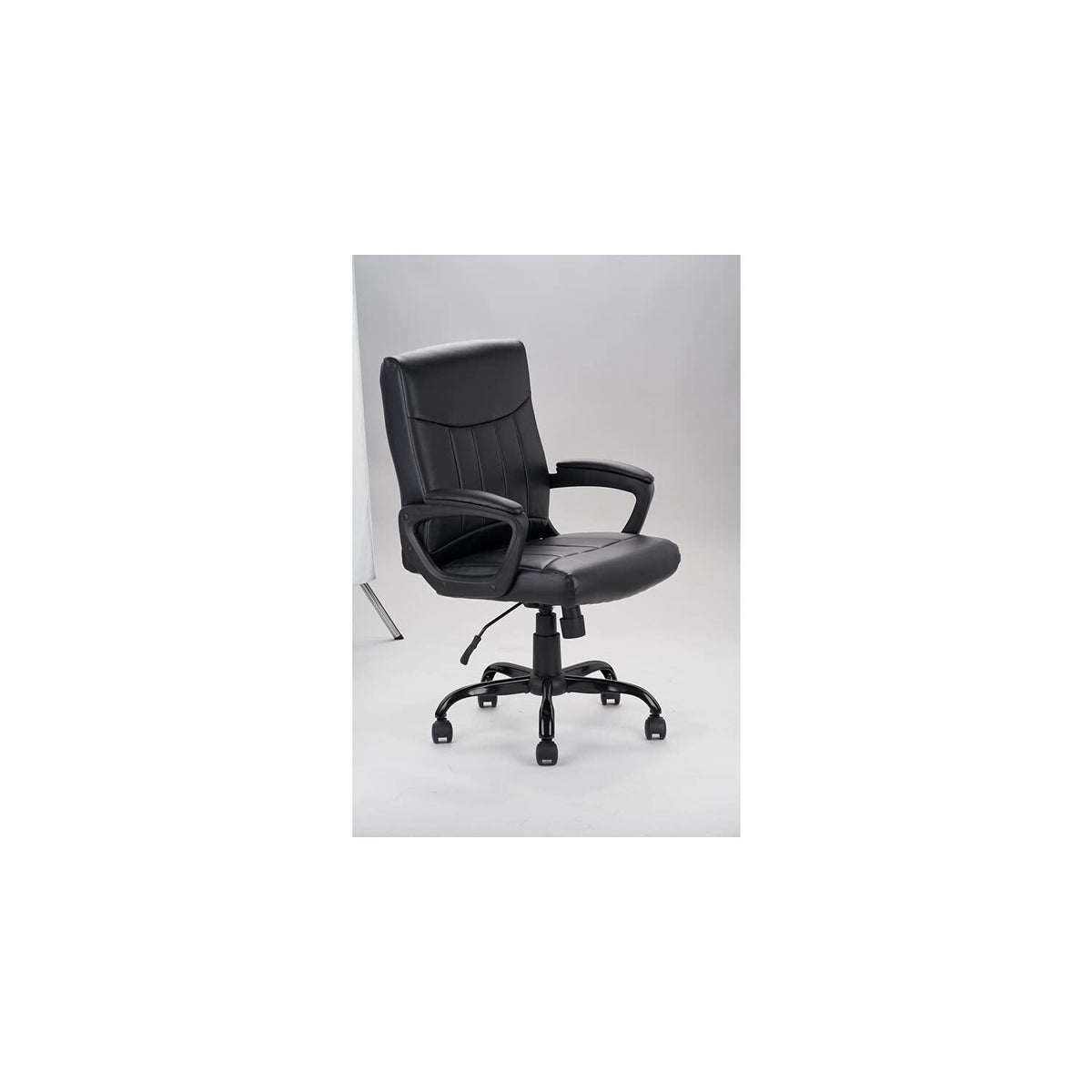 Lilola Home Levi Polyurethane Leather Black Office Chair