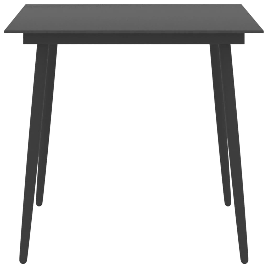 Patio Dining Table Black 31.5&quot;x31.5&quot;x29.1&quot; Steel and Glass